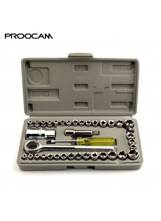 PROOCAM AWS-40 40pcs / 1 Set Socket Wrench Set Car Motorcycle Repair Tool Wrench Socket Combination