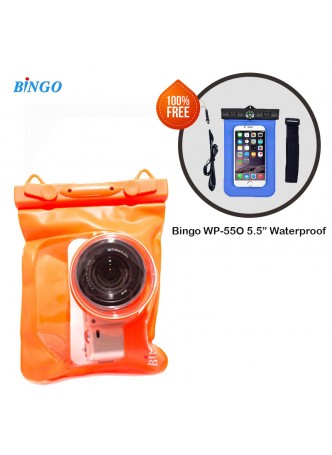 Bingo WP 0119 Waterproof Case for Mirroless Camera DSLR Free Mobile 5.5" case  (Orange) 