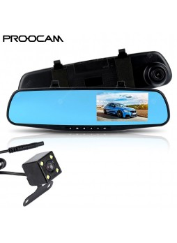 Proocam DRMC-4 DVR Dash Front Rear Mirror Back reverse Camera Video Recorder Vehicle Recorder 4.3 Inch 1080P Car