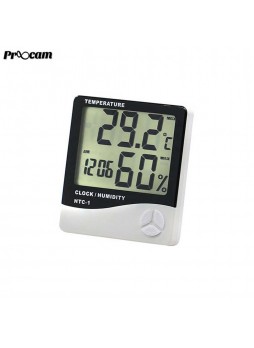 Proocam High Quality Digital Hygrometer , Thermometer with Clock New Slim HTC-1 Design