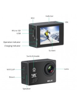 PROOCAM Sj90 HD 1080p 4K Full 2.0 Inch Action Camera for Travel Sport Full Set with gopro accessories -Black