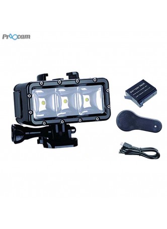 PROOCAM PRO-F163  LED light High Power Dimmable Waterproof Video Light for Gopro Hero 4 5 6 7