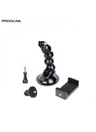 Proocam PRO-F060 mobile holder and action camera gopro adjuster joint with suction mount