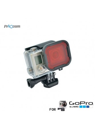 Proocam Pro-F089 Underwater Dive Red Snap-on Filter Lens for Gopro 3/4 