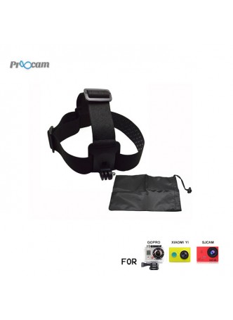 Proocam Pro-J023 Elastic Adjustable Head Strap with anti-slide Glue with Storage Bag for Gopro Hero , Sjcam , Mi Yi etc