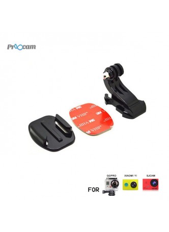 Proocam Pro-J057 J-Hook Buckle Flat Mount with 3M Sticker for Gopro Hero action camera, Dji Osmo