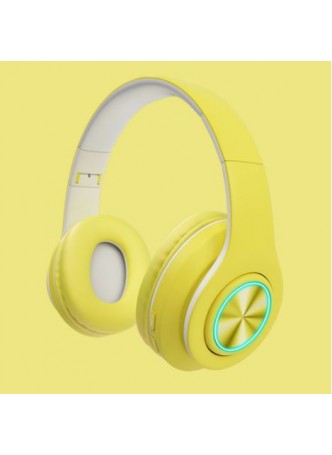 Proocam B-39Y Macaron LED Colorful Light 5.0 Bluetooth Headset Wireless Earphones HiFi Stereo Bluetooth Headphone Yellow