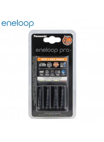 Panasonic Eneloop Pro Quick Charger 2hour charging with 4 AA 2500mAh Rechargeable Battery (K-KJ55HCD40E)