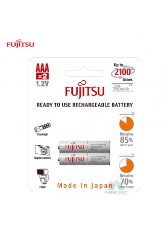 Fujitsu Rechargeable AAA Ready to use  Battery 800mah (2100 Cycle) 2pcs Pack HR-4UTCEX(2B)