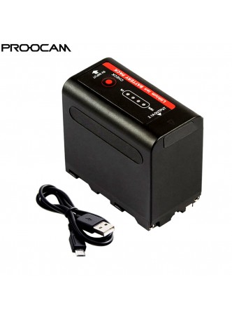 PROOCAM NP-F980 Smart battery camera led light same display usb micro with Np-F970 F960 D970 Np-F550 Np-F770 rechargeable