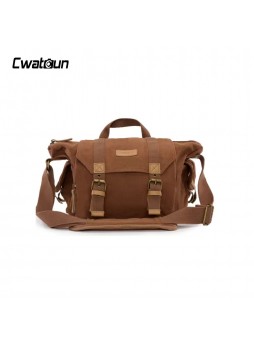 CwatCun CW-006 Camera Messenger Bag Vintage Water-resistant Canvas browm