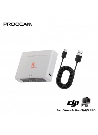 PROOCAM DC-52 DJI Action 5 2 slot Dual Battery quick Charger Hub