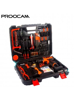 PROOCAM JV-102 12V 102 set Electric Cordless Screwdriver Hand Drill Torque Electric Drilling Machine Wireless Power Tool value pack