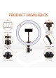PROOCAM JY-10 26cm 10inch led ring light selfie 2m light stand with ball head phone holder kit set