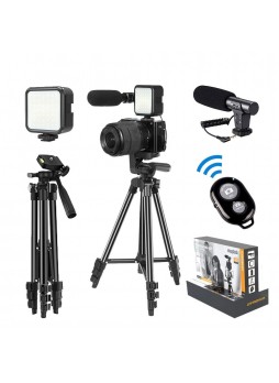 PROOCAM LM-05 Mobile phone photo camera video record tripod microphone stand led light remote control bluetooth set kit