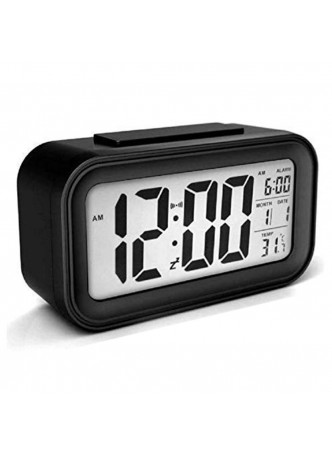 DELLY LED Digital Clock Time With sensor light , Calendar & Thermometer Alarm - Black