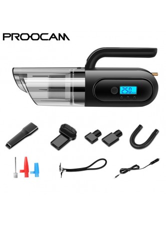 PROOCAM EP-11 4 in 1 Electric Auto Tyre Inflators Air Pump Hand-Held Car Vacuum Cleaner LED Lighting Automatic Portable 25000Pa Car Home