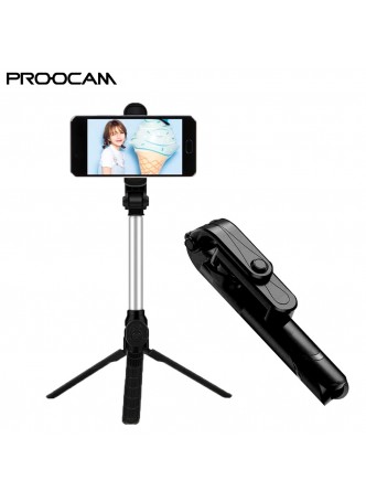 PROOCAM XT-05B monopod selfie stick live stand phone bluetooth led light tripod stand Black