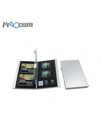 Proocam Aluminium Memory Card Holder Case load Sd,CF,TF,Sim Card 