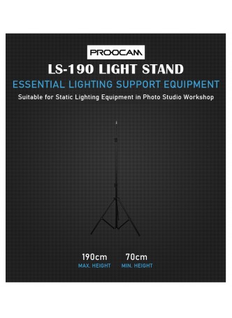 Proocam LS190 Adjustable Photography Light Stand for Studio (190cm)