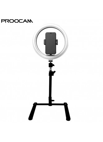 Proocam TDD-988  BLACK 10 inch table Ring Lamp Desktop top LED Selfie With Cell Phone Holder Stand Phone Camera Studio Fill Light For Live Makeup Video photography