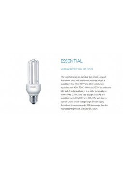 Philips Essential 18W E27 220-240V 50-60Hz Lighting Bulb (Cool Day Light)