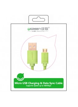 UGREEN 2.0A High Speed SYNC Micro USB cable 24k Gold-plated 0.5meter US125 10875- Green