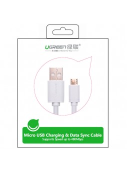 UGREEN 2.0A High Speed SYNC Micro USB cable 24k Gold-plated 1meter US125 10848- White
